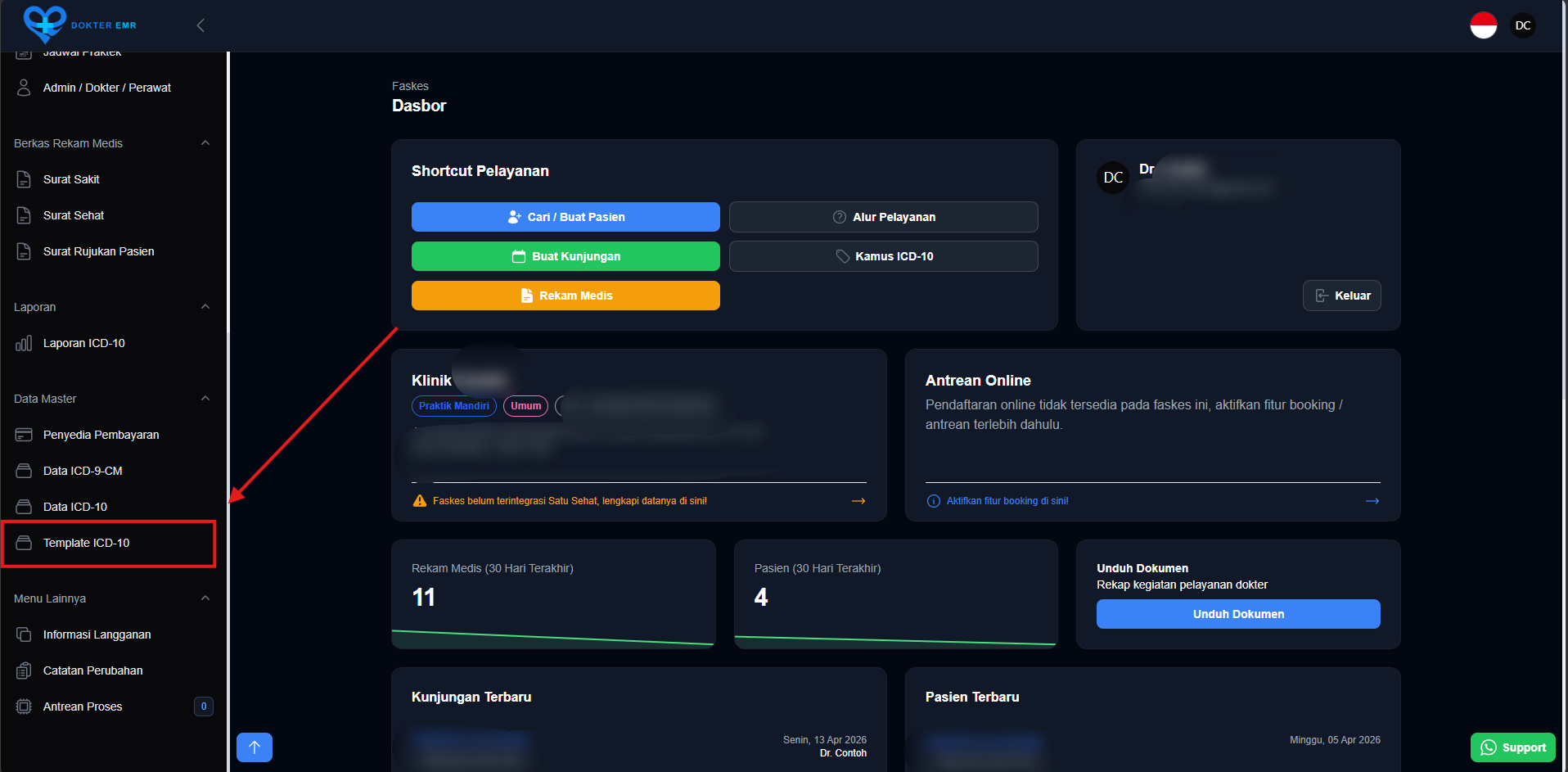 Menu Template ICD-10