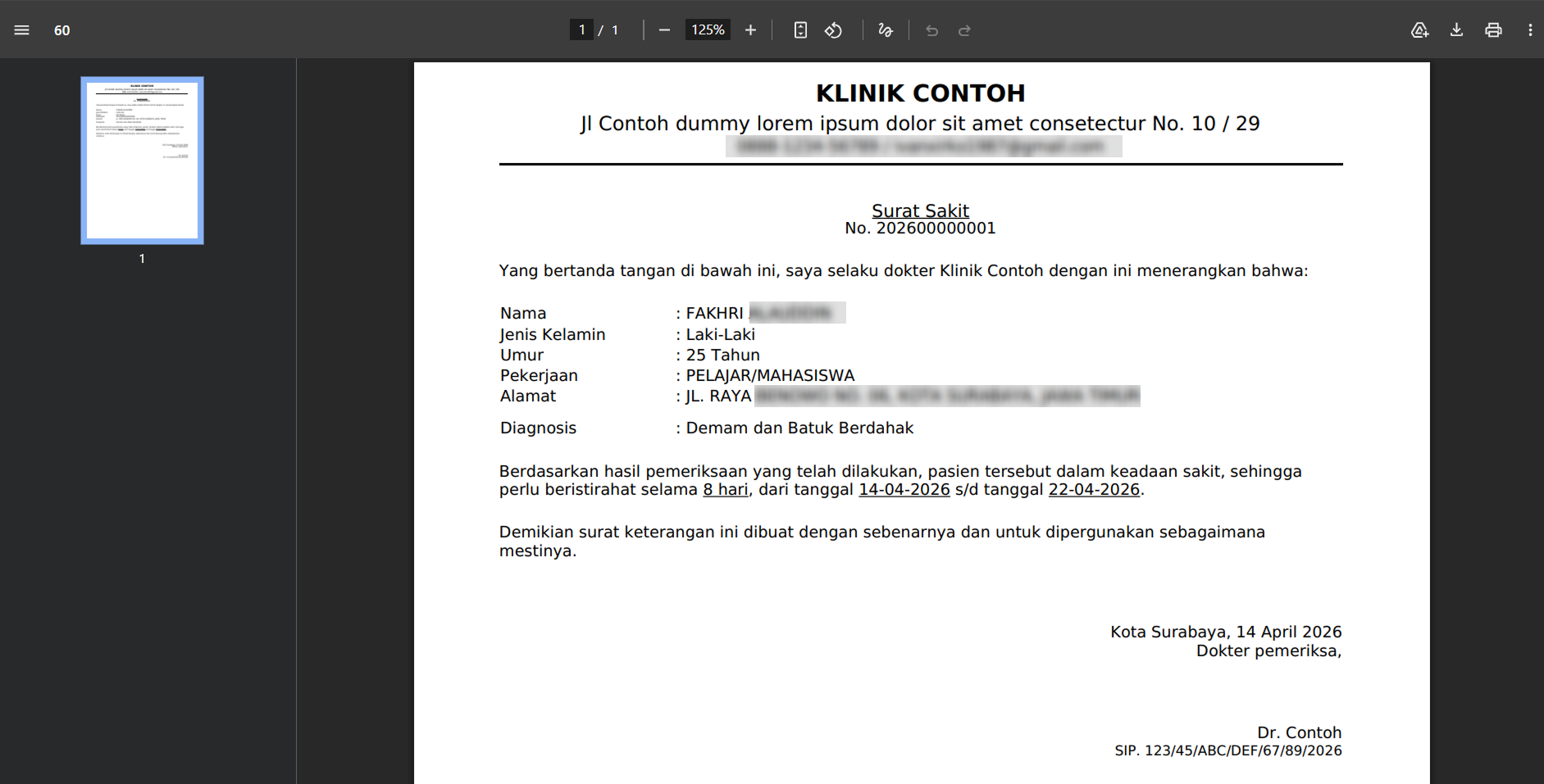 Hasil Surat Sehat
