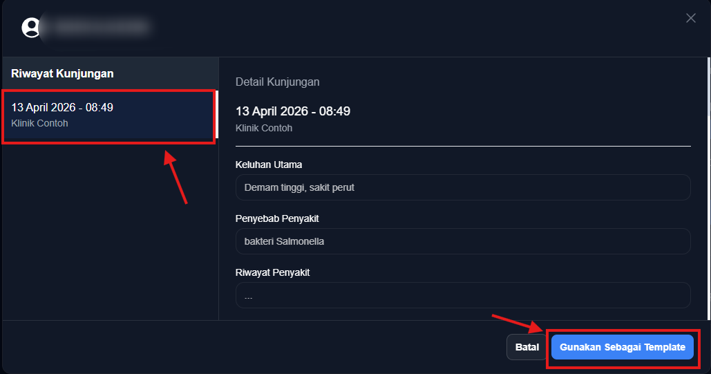 Data Kunjungan Sebelumnya